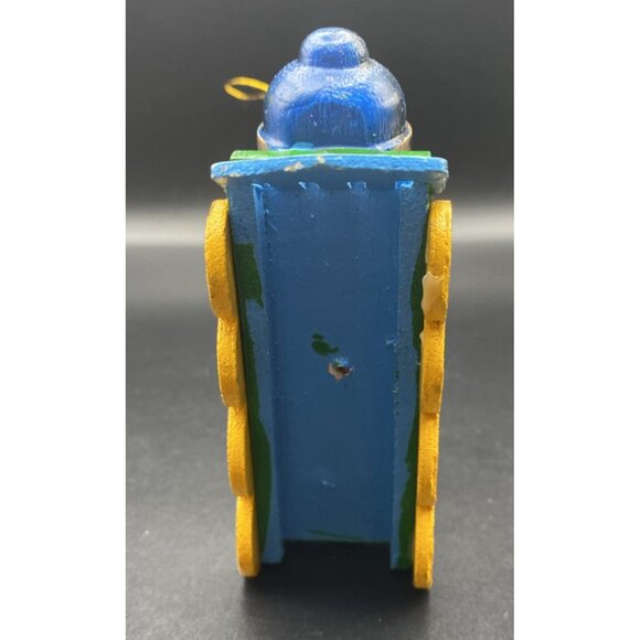 Lot 2 Vintage Wooden Train Ornaments Santa Blue Bear Engine Locomotive Christmas - Picture 12 of 15